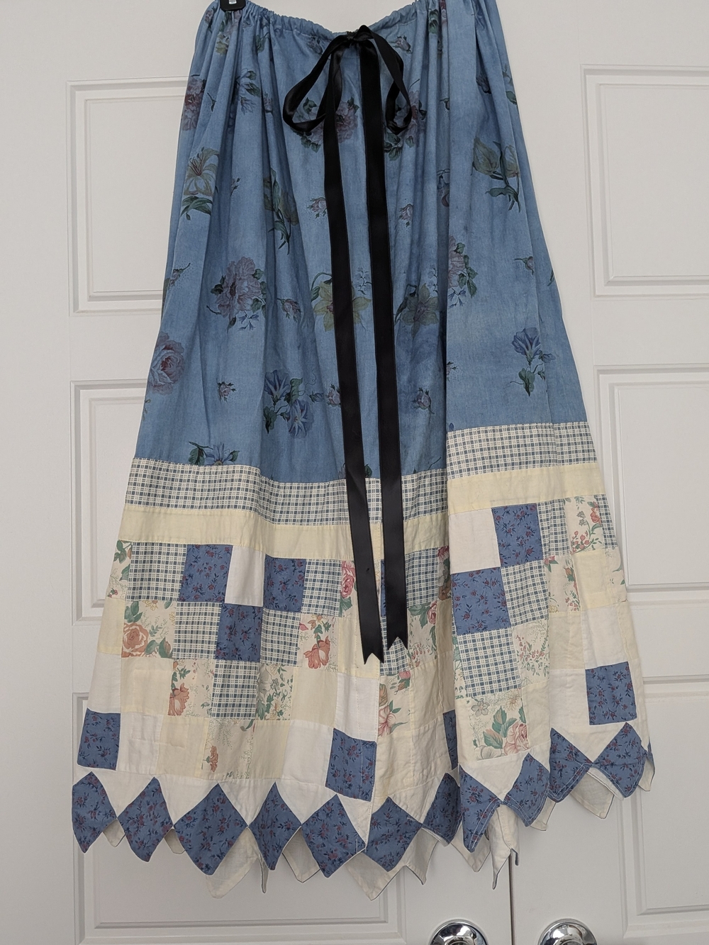Hag And Company Blue Patchwork Floral Maxi Skirt